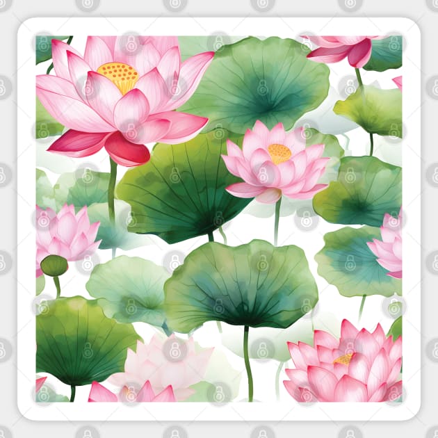 Lotus Bliss: Serene Flower Pattern Sticker by Arsy Art